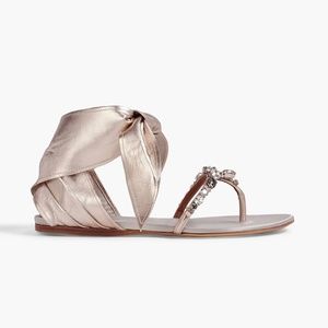NEW Etro Crystal-embellished Metallic Leather Sandals